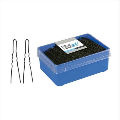 Caja 400 horquillas invisible negra 55mm Eurostil