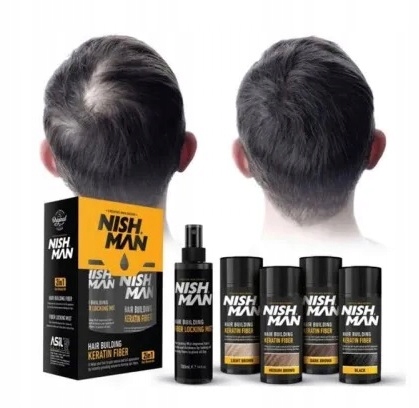 [NMN-160-MED] Fibra Capilar + Laca Nishman Marrón Medio 21gr