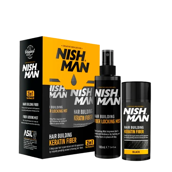 Fibra Capilar + Laca Nishman Negro 21gr