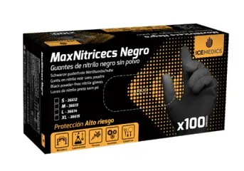 Guantes Nitrilo Negros Icemedics Talla S 100ud